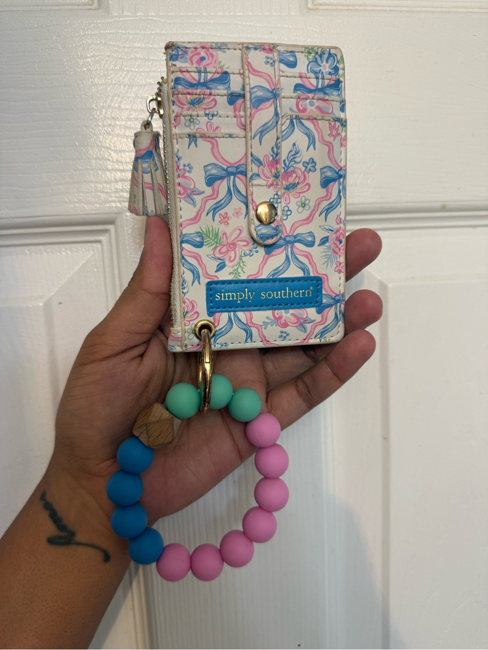 Simply Southern Pink & Blue Floral Wristlet Card Holder